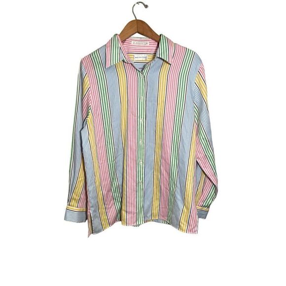 Mark, Fore & Strike Vertical Stripe Top Womens 12 Buttons Long Sleeve Multicolor - Picture 1 of 6